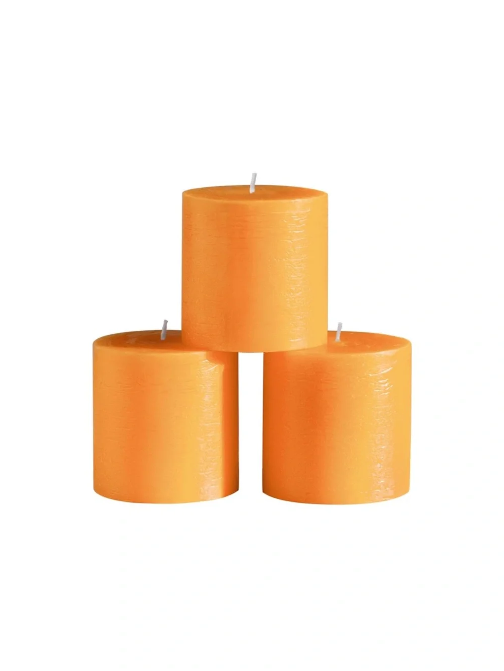 Set of 3 Orange Pillar Candles - Unscented Decorative Candles 3x3”